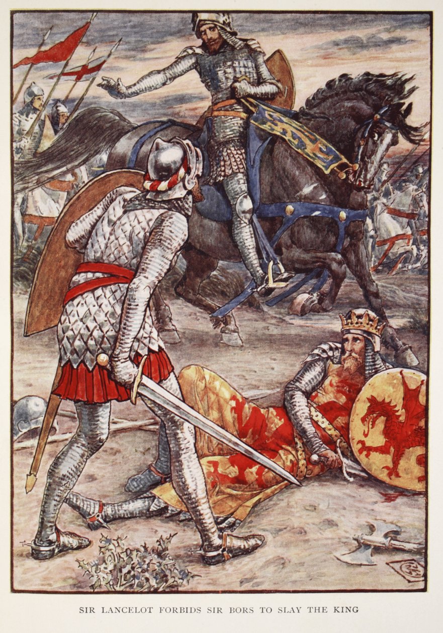 Sir Lancelot forbyr Sir Bors å drepe kongen, fra 