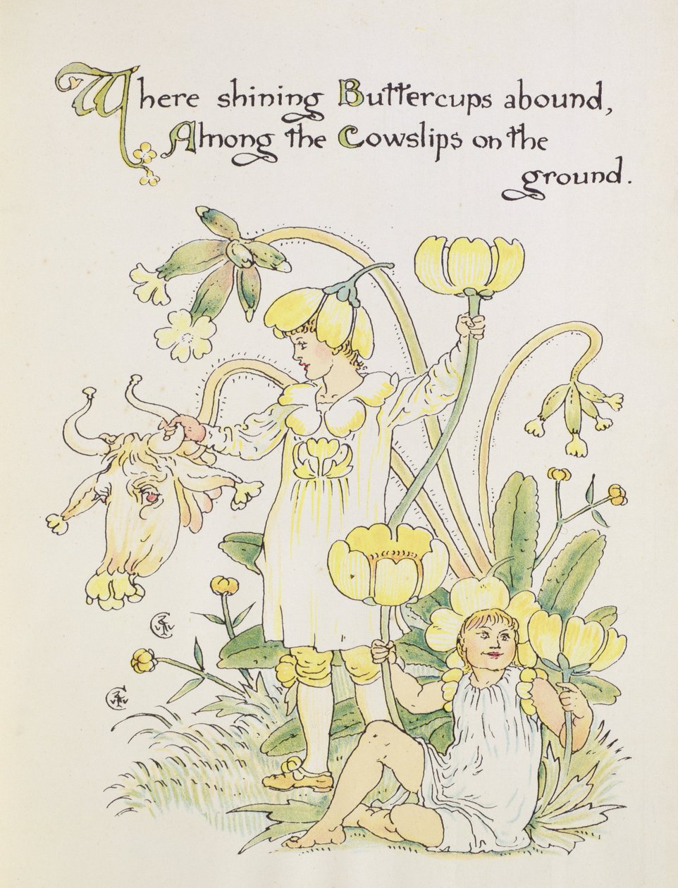 Smørblomsten og kuslippen fra "Floras fest" av Walter Crane