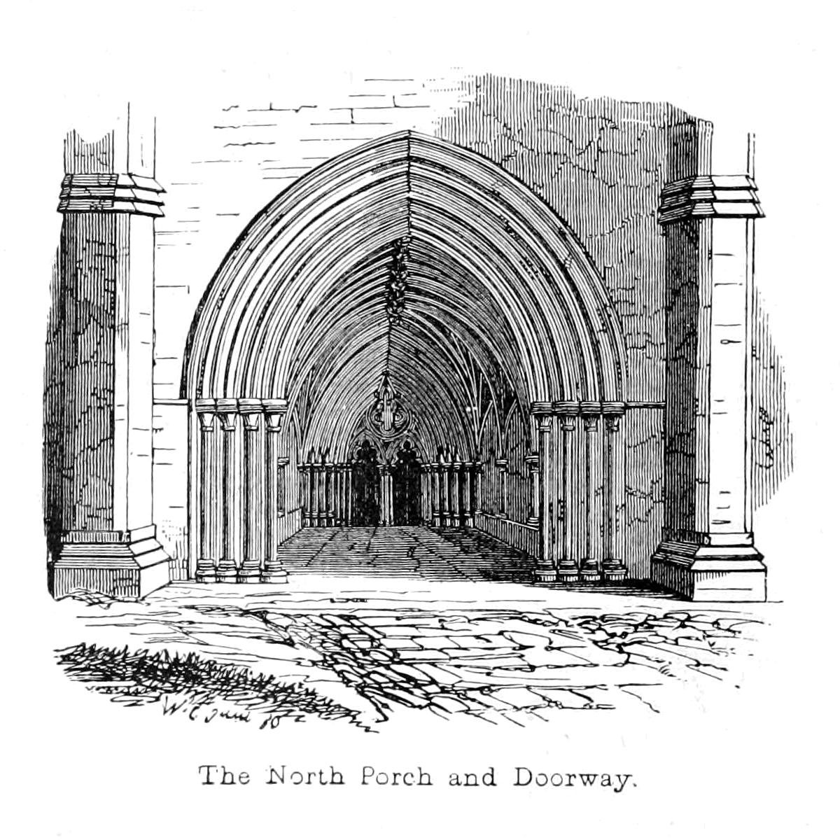 Nordverandaen og døråpningen til Priory Church av Walter Crane