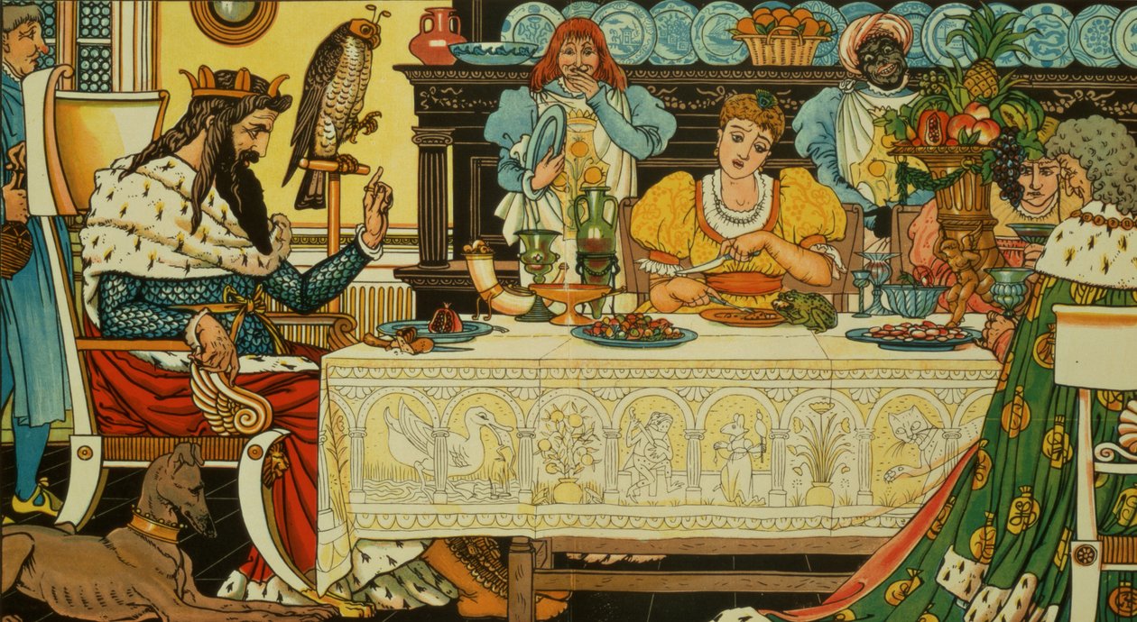 Prinsessen deler sin middag med frosken, fra "The Frog Prince", 1874 av Walter Crane