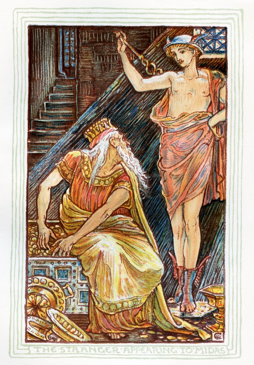 The Stranger dukker opp for Midas av Walter Crane