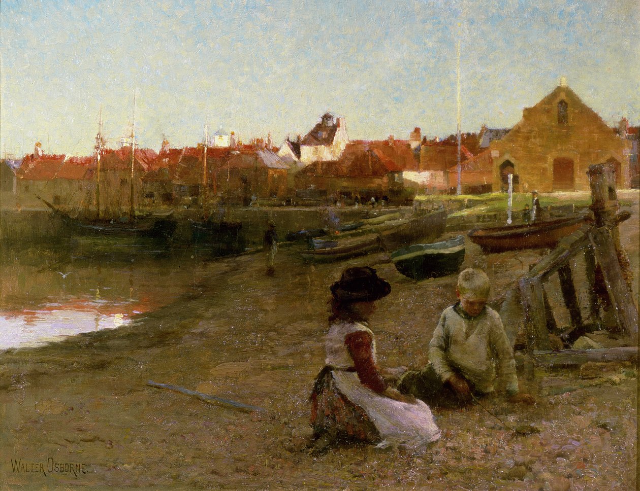 Playing on the Shingle, 1885 av Walter Frederick Osborne