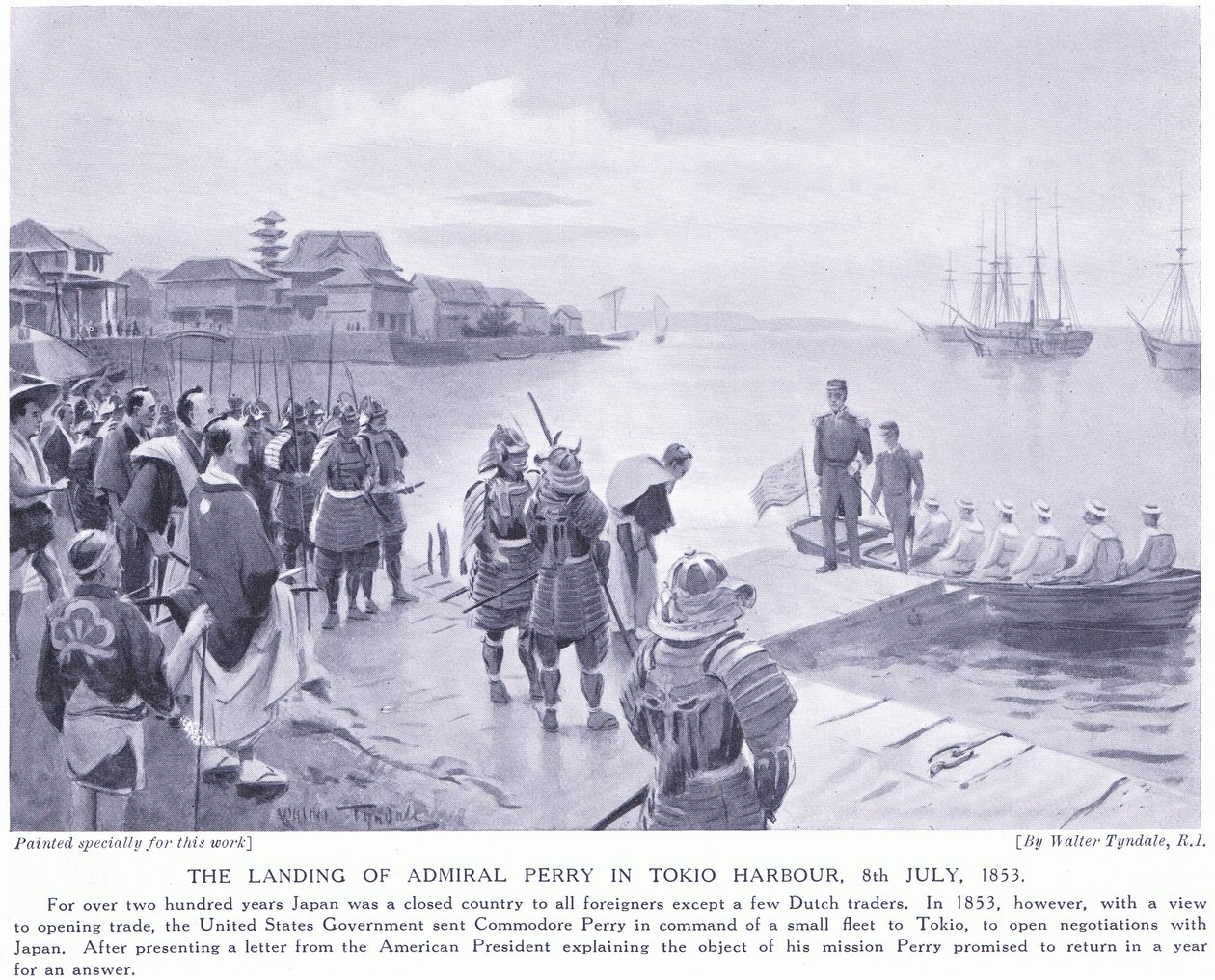 Landingen av admiral Perry i Tokio havn AD1853 av Walter Frederick Roofe Tyndale