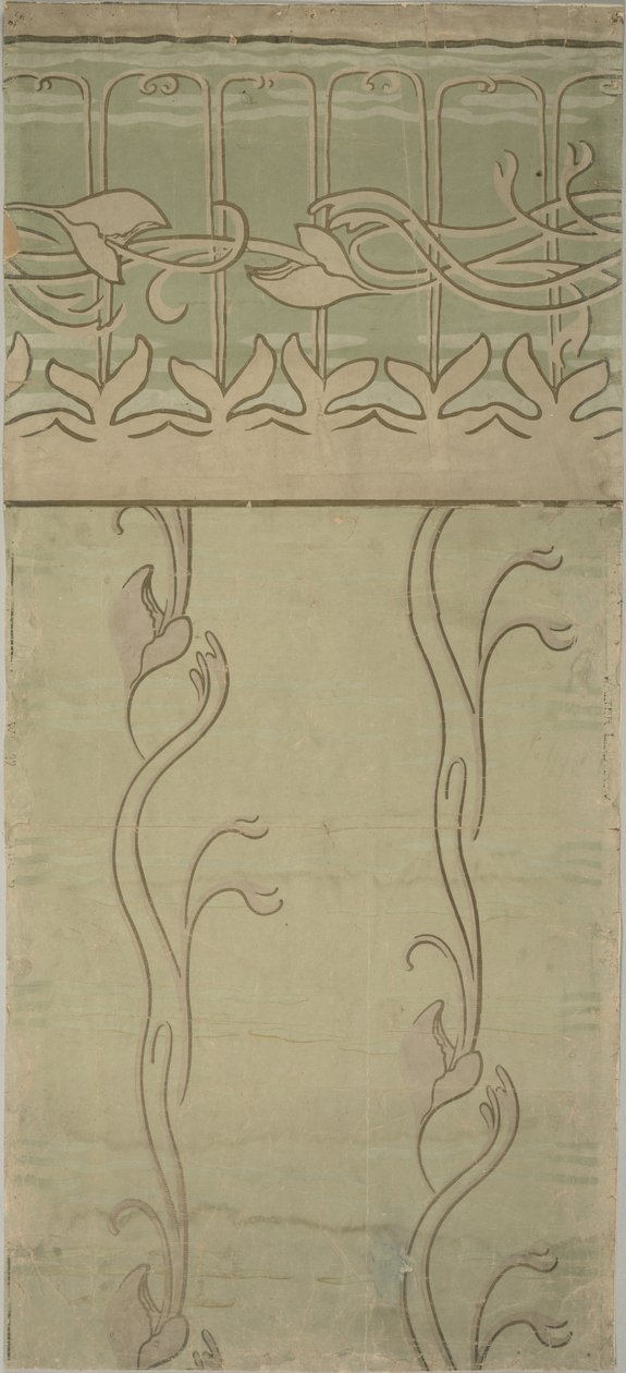 Tapetdesign med etterbehandlingskant, 1899 av Walter Leistikow