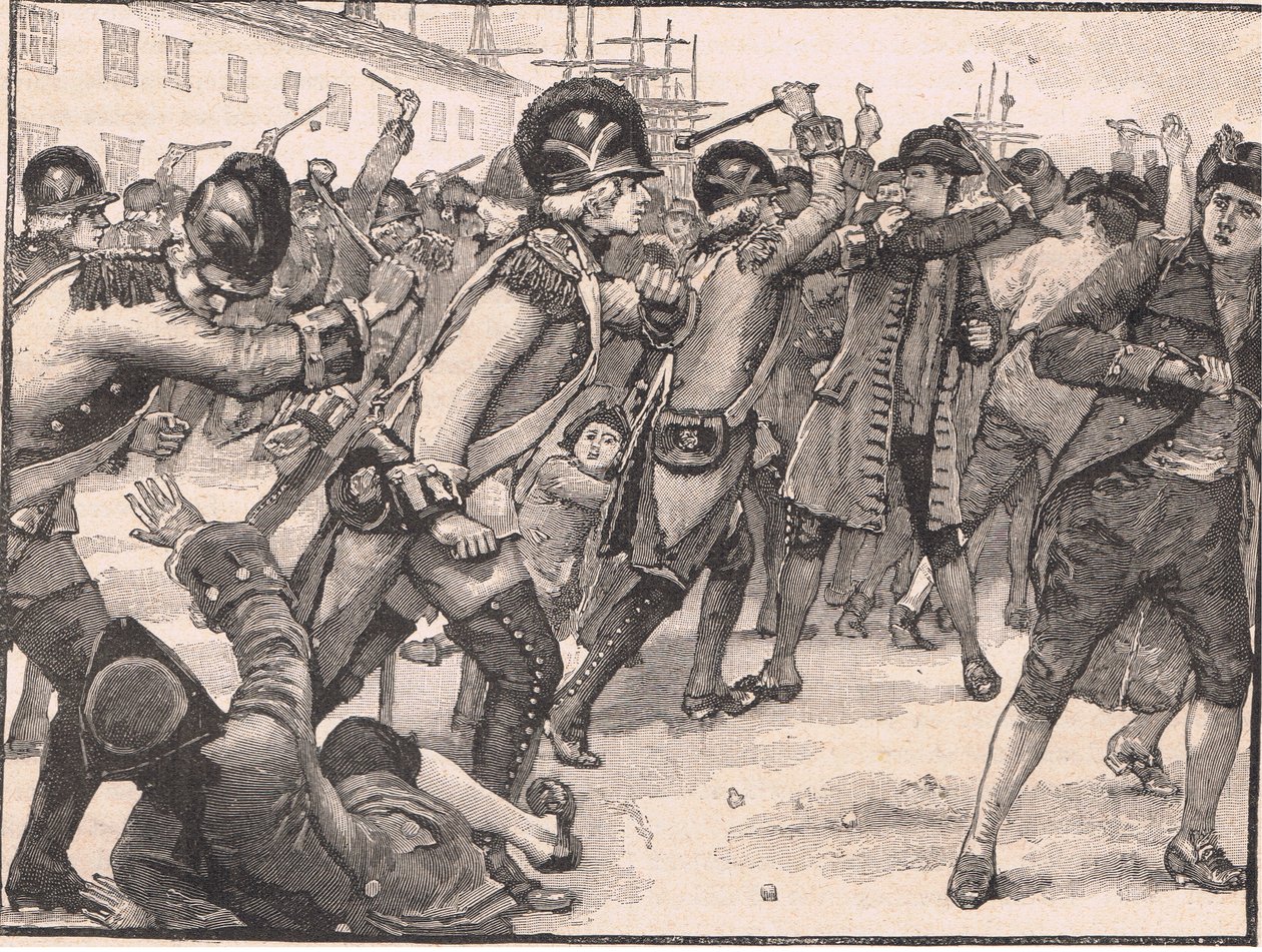 Utslag i Boston mellom soldatene og taumakerne 1770 e.Kr av Walter Paget