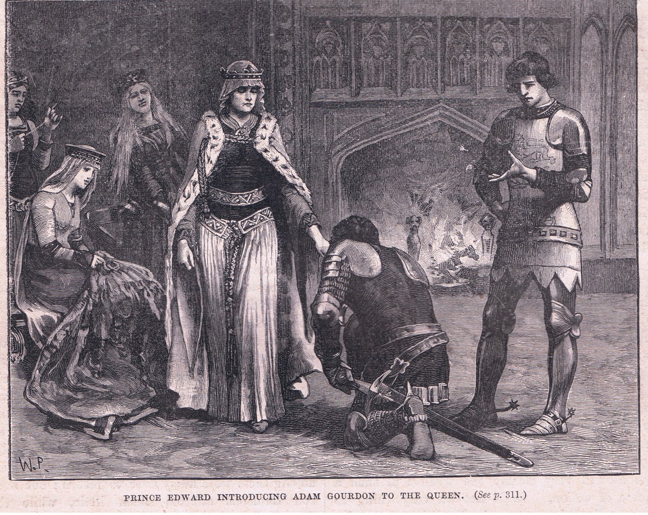 Prins Edward introduserer AD am Gourdon for dronningen AD 1270 av Walter Paget