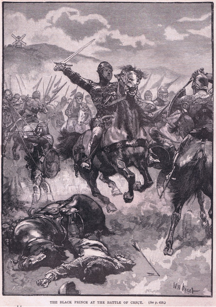 Den svarte prinsen i slaget ved Crecy 1346 e.Kr av Walter Paget