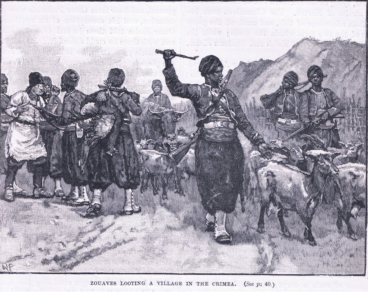 Zouver plyndret en landsby på Krim 1854 e.Kr av Walter Paget