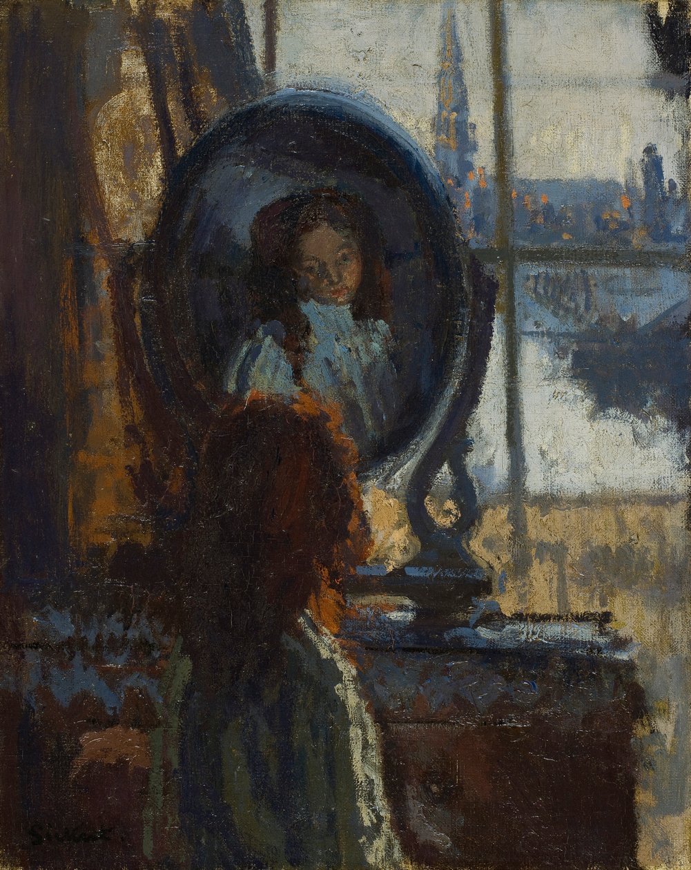 Jente ved et glass, lille Rachel, 1907 av Walter Richard Sickert