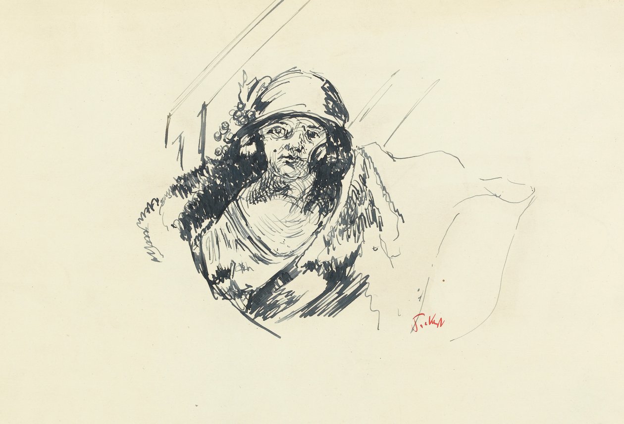 Studie av frøken Fairfax (penn og blått blekk på papir) av Walter Richard Sickert