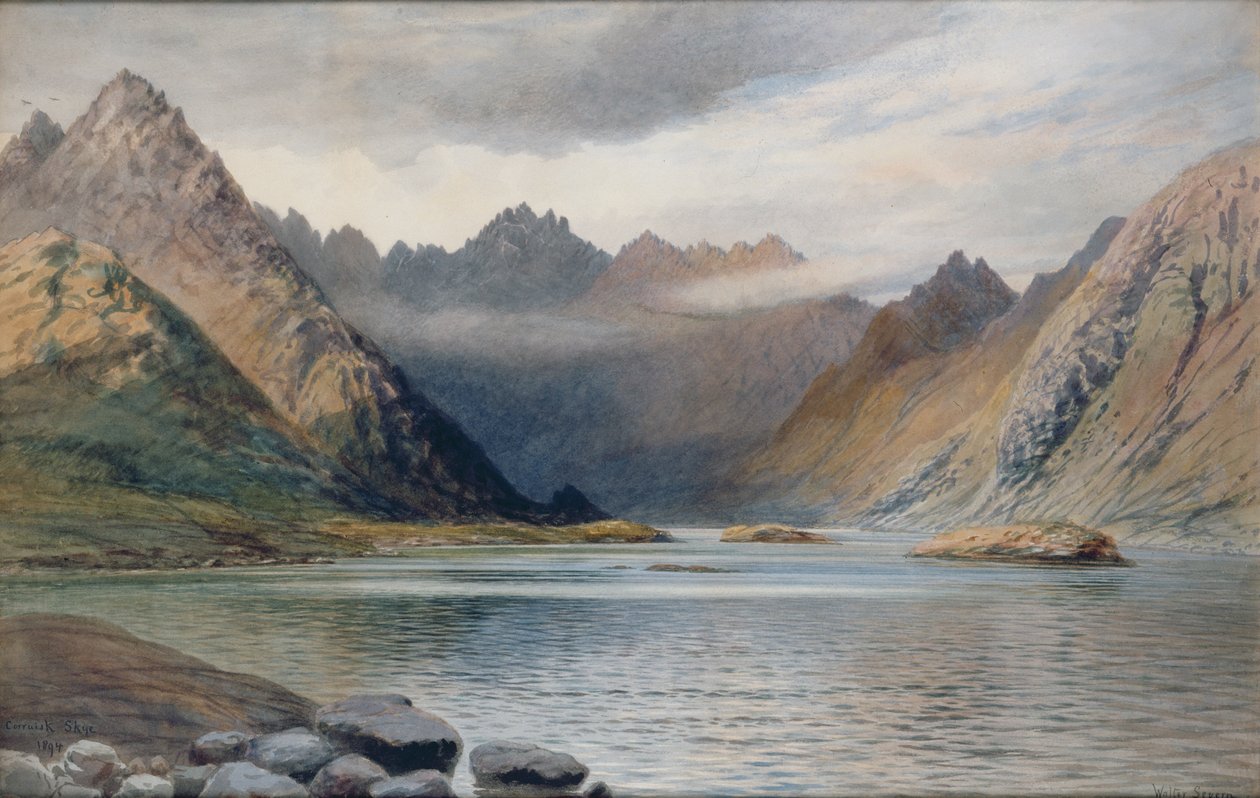 En innsjø nord for Hadrians mur, 1894 (akvarell på papir) av Walter Severn