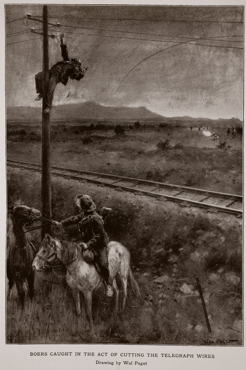 Boers tatt i ferd med å kutte telegrafledningene av Walter Stanley Paget