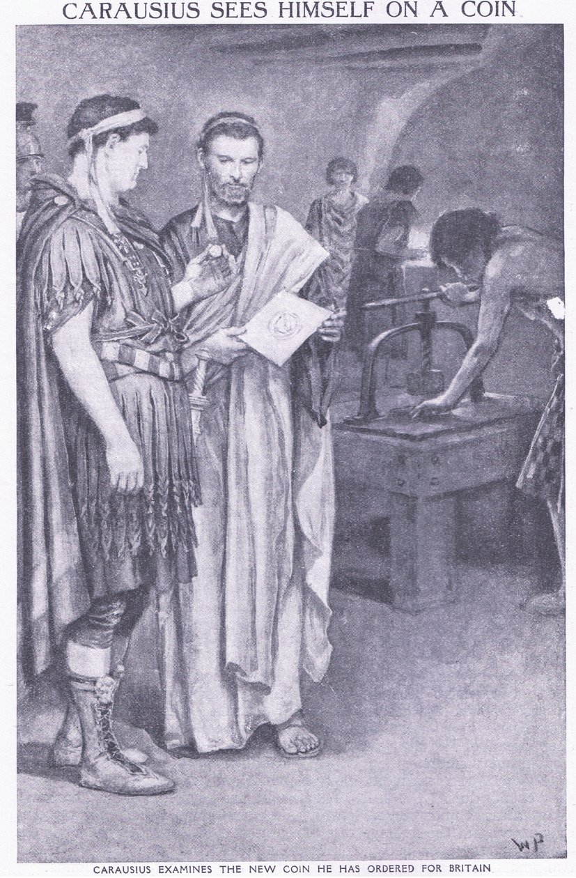 Carausius ser seg selv på en mynt han har bestilt til Storbritannia av Walter Stanley Paget
