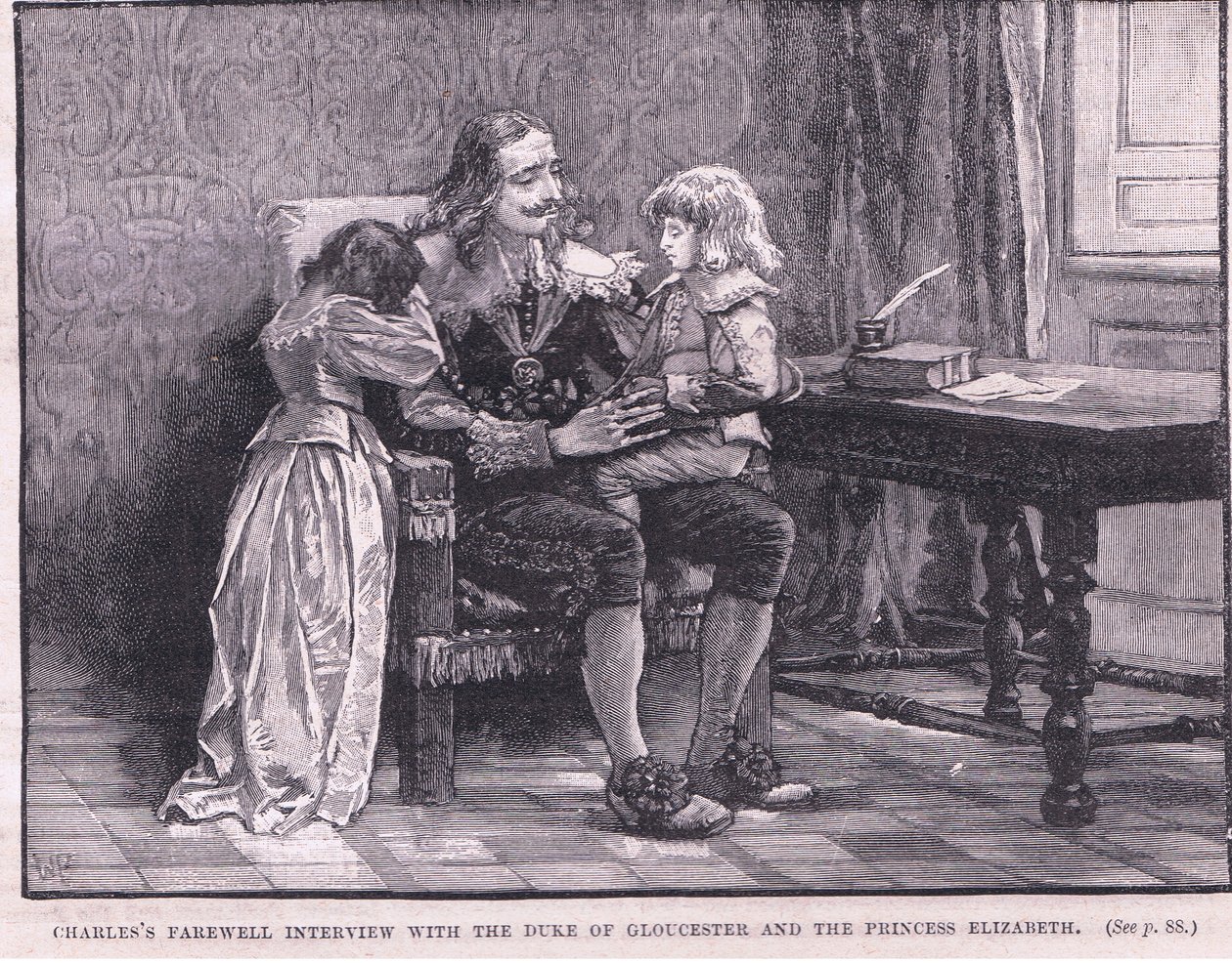 Charles sitt avskjedsintervju med hertugen av Gloucester og prinsesse Elizabeth AD 1649 av Walter Stanley Paget