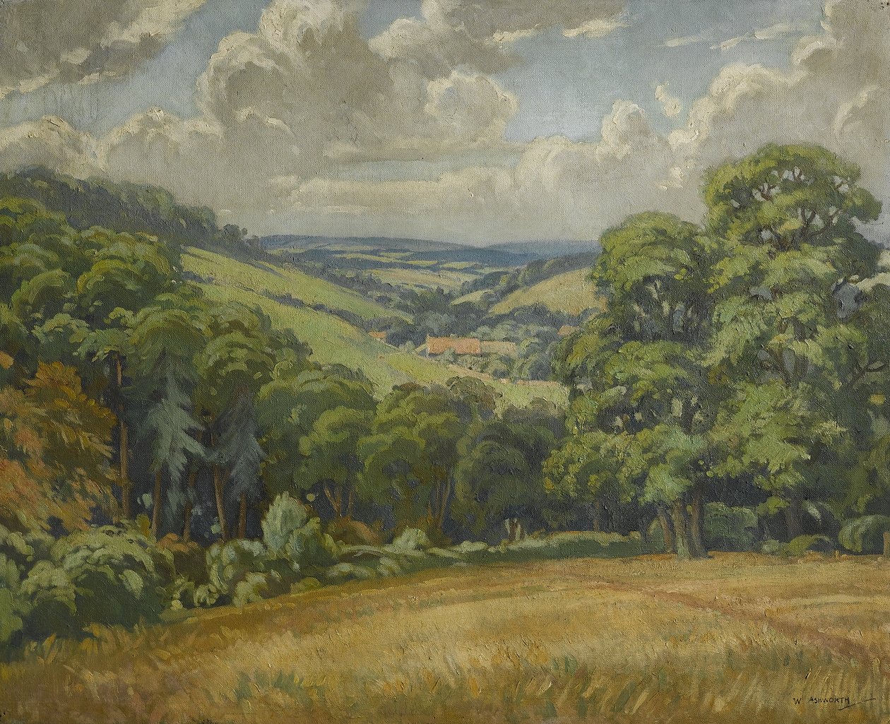 Devon Scene, Near Widdecombe Moor, ca. 1949 (olje på lerret) av Walter Ashworth
