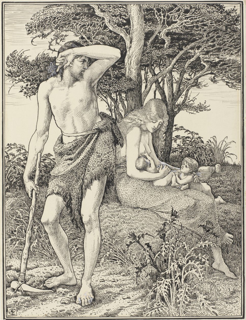 Adam og Eva av Walter Crane (signed by artist)