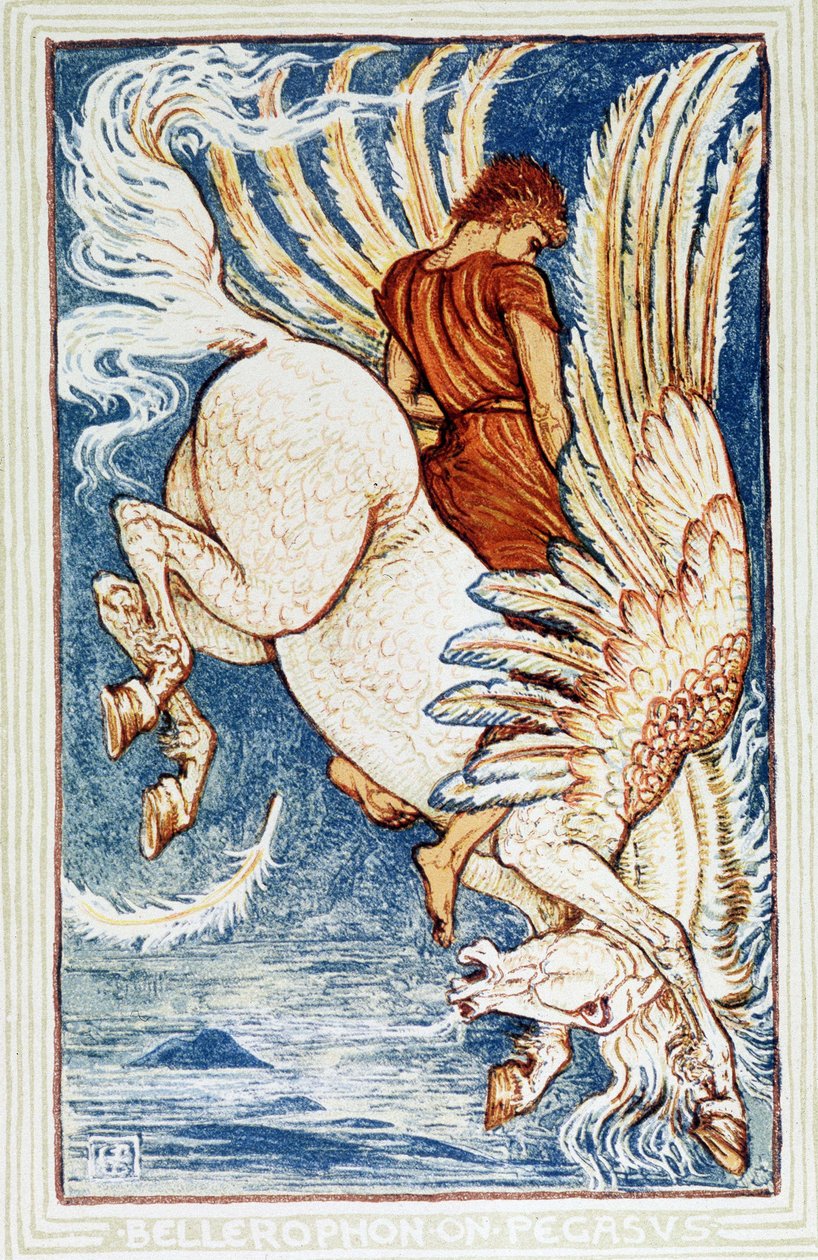 Bellerophon på Pegasus av Walter Crane