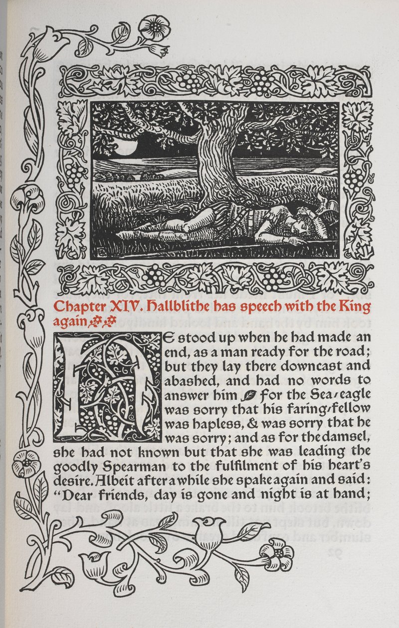 Kapittel XIV. Hallblithe har igjen tale med kongen. Figur av en mann som sover under et tre. av Walter Crane