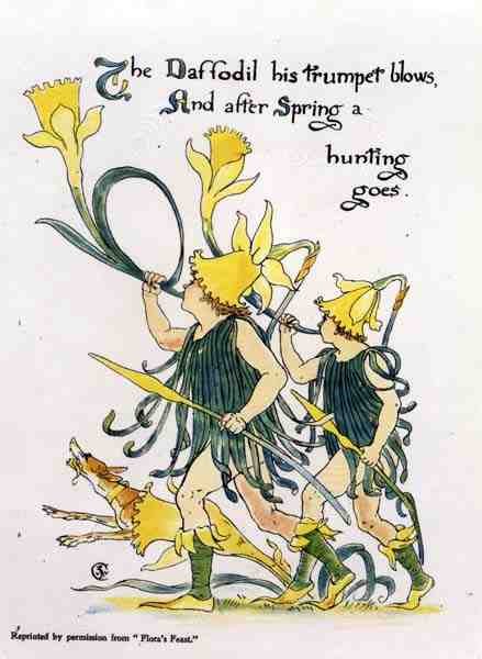 Påskeliljetrompetblåser, fra Floras Fest av Walter Crane