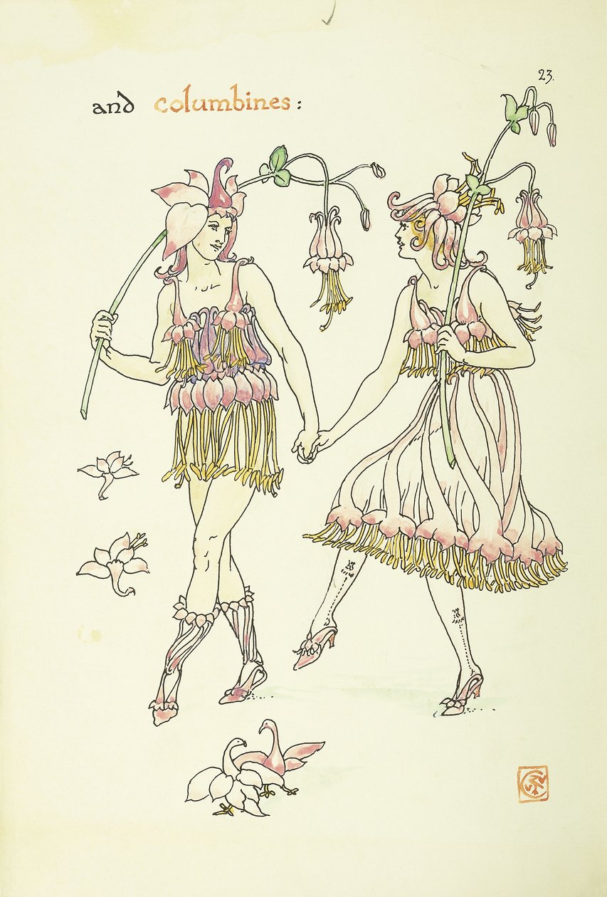 Blomster fra Shakespeares hage: Columbines, 1906 av Walter Crane