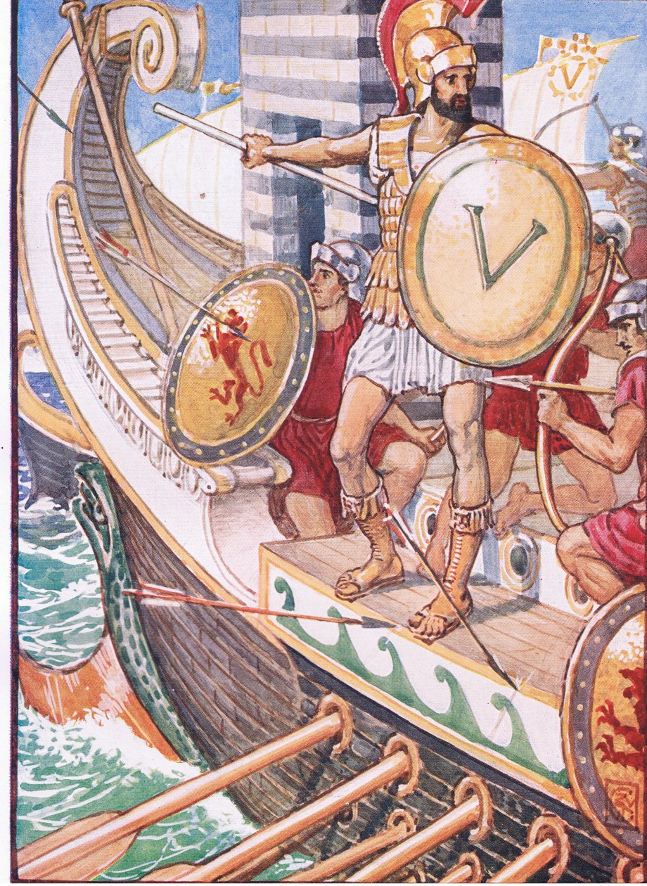 Han ble et mål for hver pil, illustrasjon fra The Story of Greece, 1930-tallet av Walter Crane