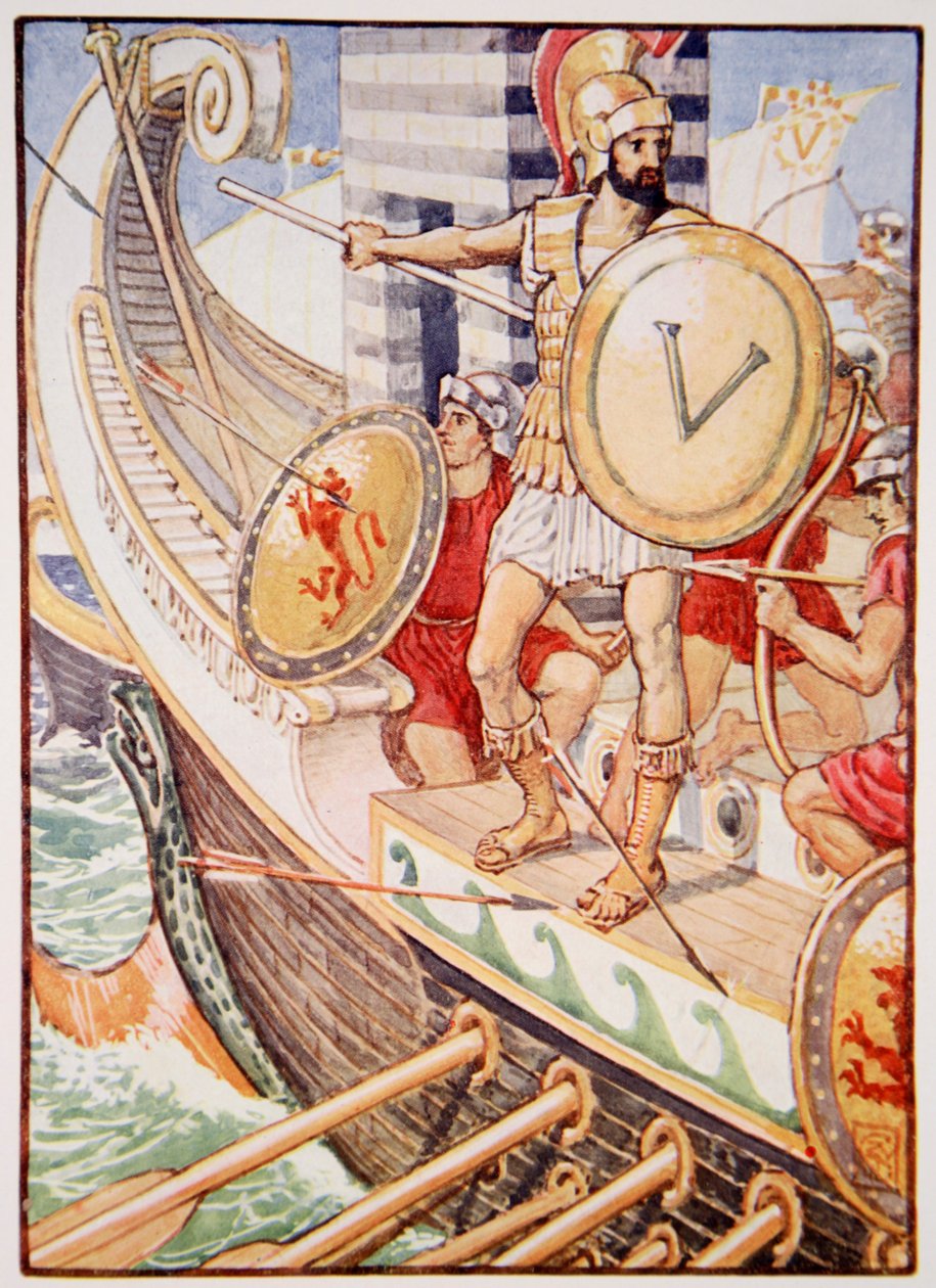 Han ble et mål for hver pil, illustrasjon fra The Story of Greece av Mary Macgregor av Walter Crane
