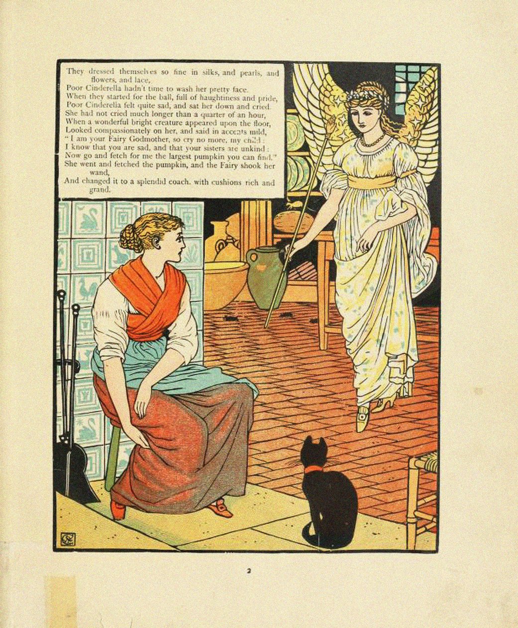 Illustrasjon for Fairy Tale Askepott av Walter Crane