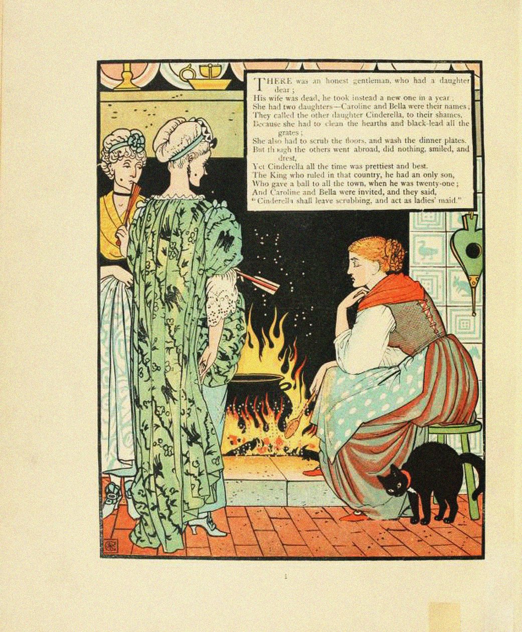Illustrasjon for Fairy Tale Askepott av Walter Crane