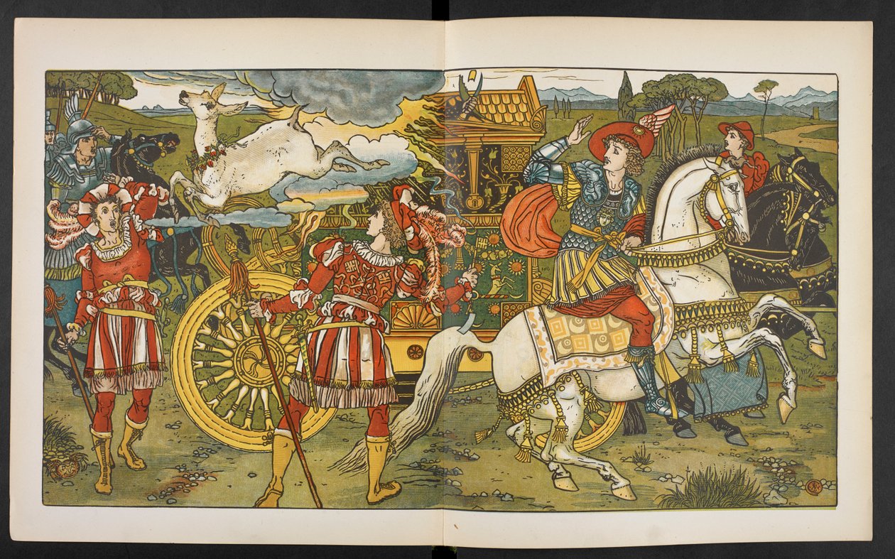 Illustrasjon for Hinden i skogen. av Walter Crane