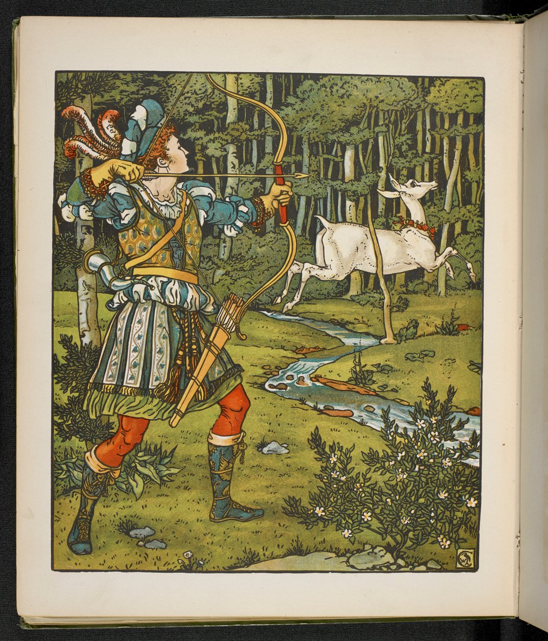 Illustrasjon til historien, Hinden i skogen. av Walter Crane