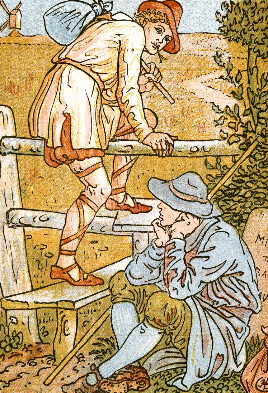 Jog On, Jog On, sangillustrasjon fra Pan-Pipes, A Book of Old Songs, Nyarrangert og med akkompagnement av Theo. Marzials, utgitt i London av George Routledge & Sons, 1884 (de av Walter Crane
