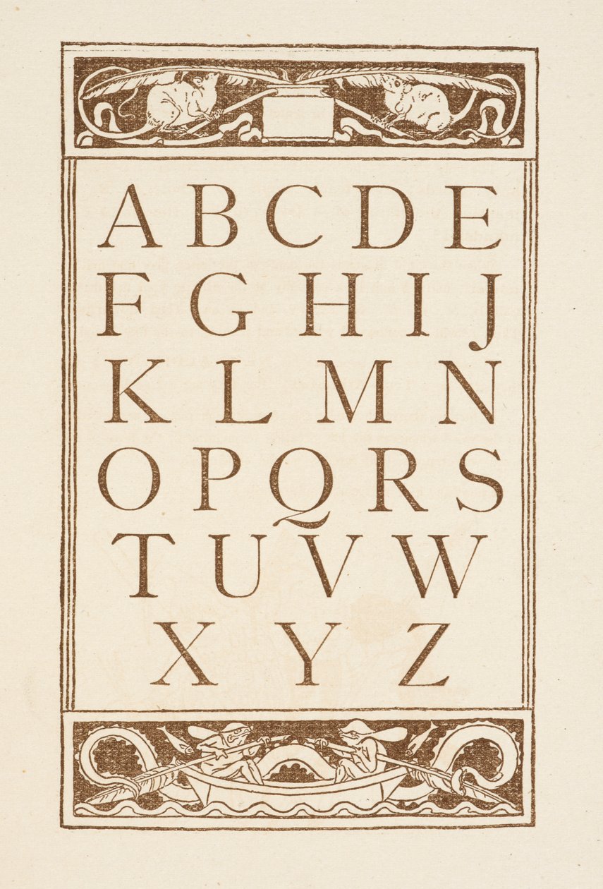 Bokstaver i alfabetet. Den gylne grunningen. av Walter Crane