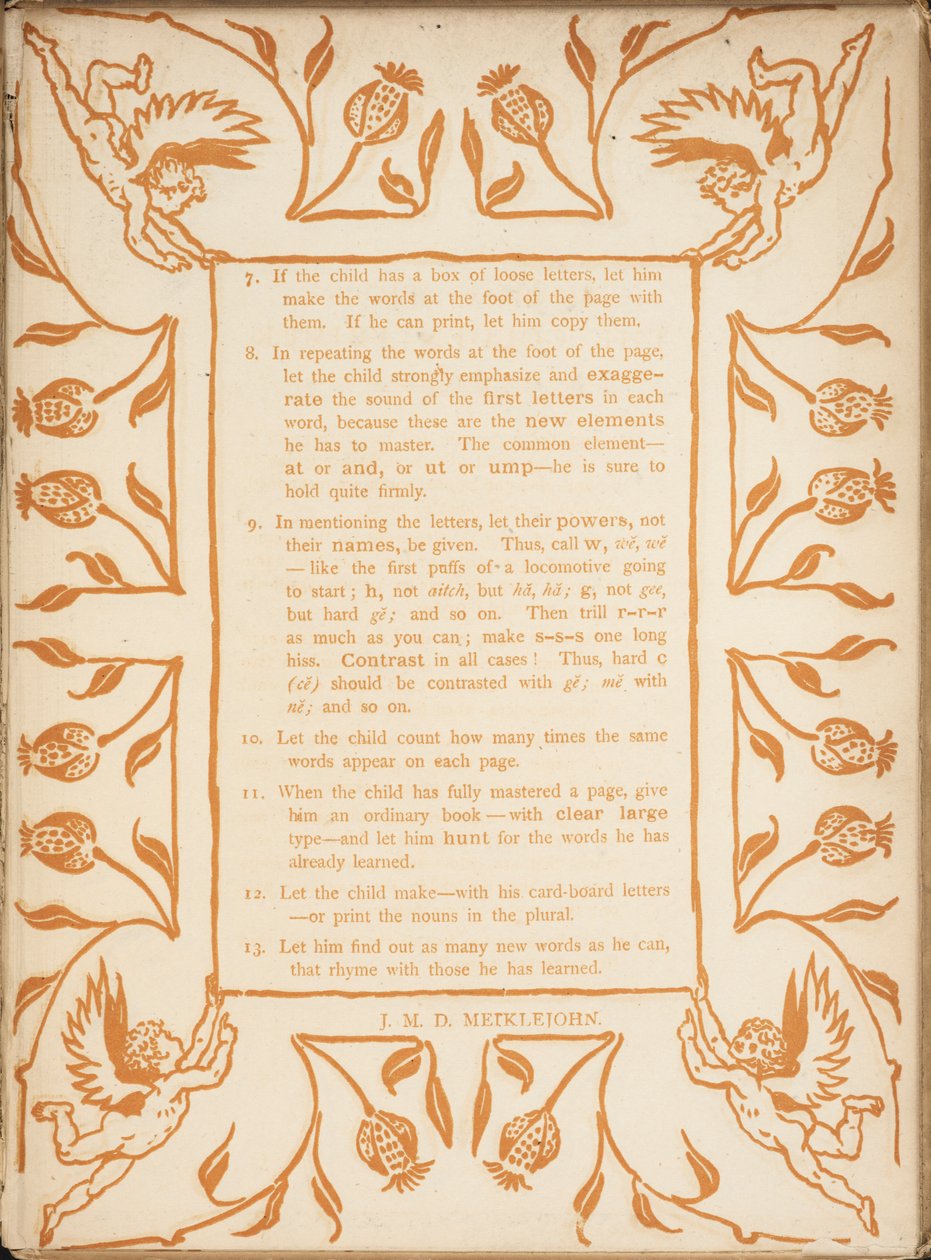 Metode for å lære Golden primer. Blomsterkanter med kjeruber. av Walter Crane