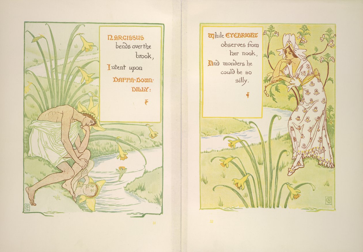 Narcissus og øyentrøst av Walter Crane