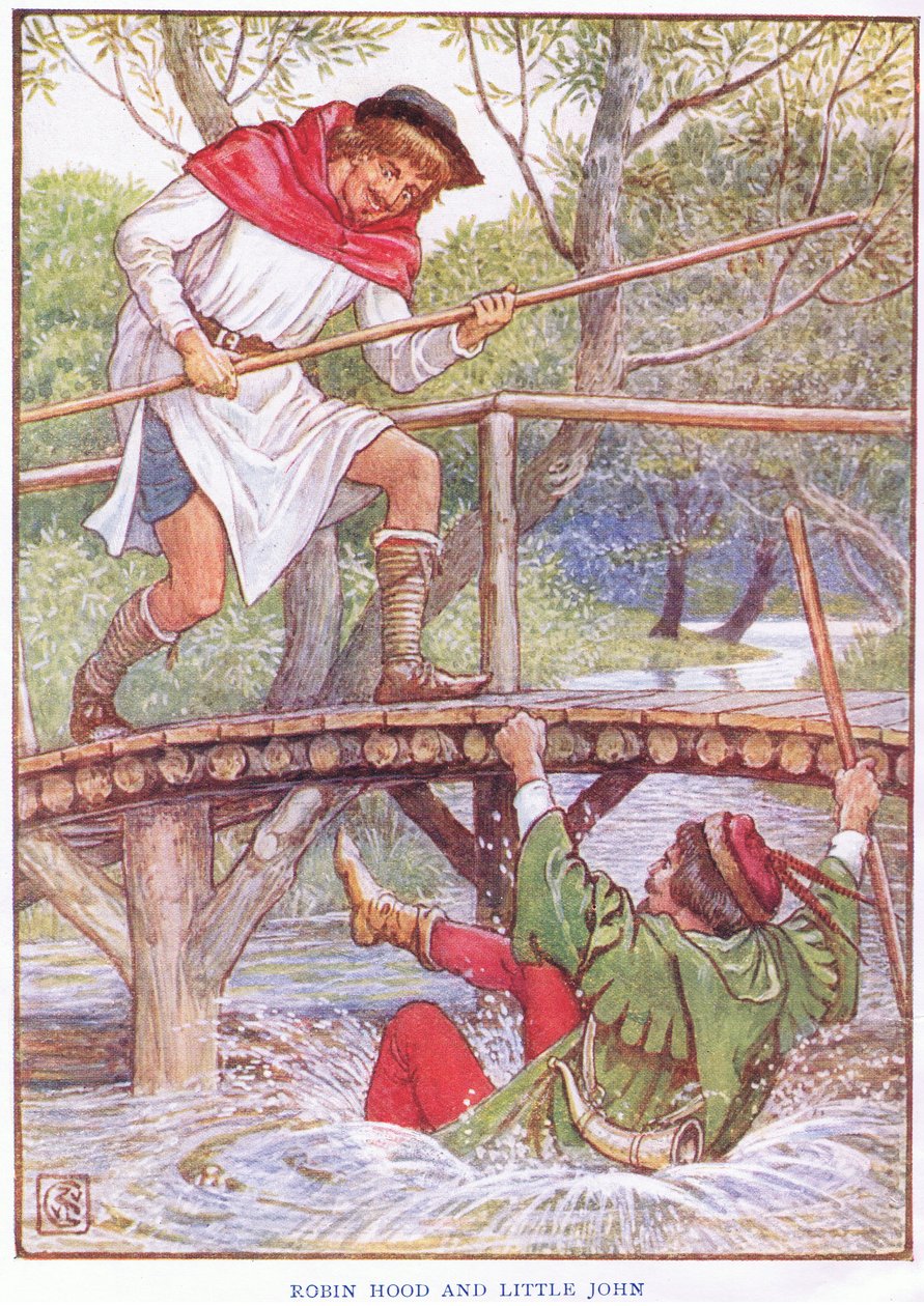 Robin Hood og Lille John, ca. 1920 av Walter Crane