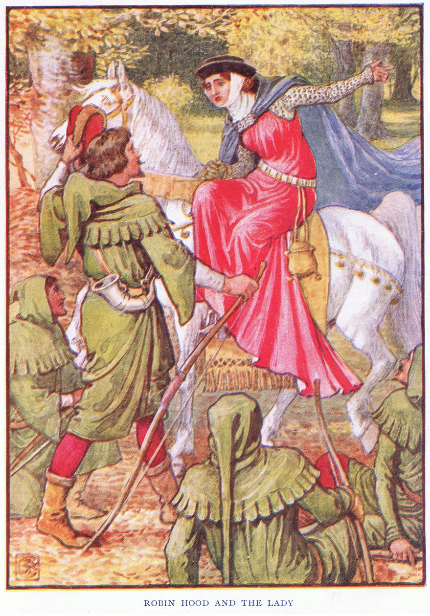 Robin Hood og damen, ca. 1920 av Walter Crane