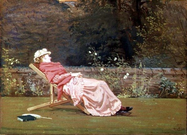 Rosalind, grevinne av Carlisle (1845-1921) i hagen på Naworth av Walter Crane