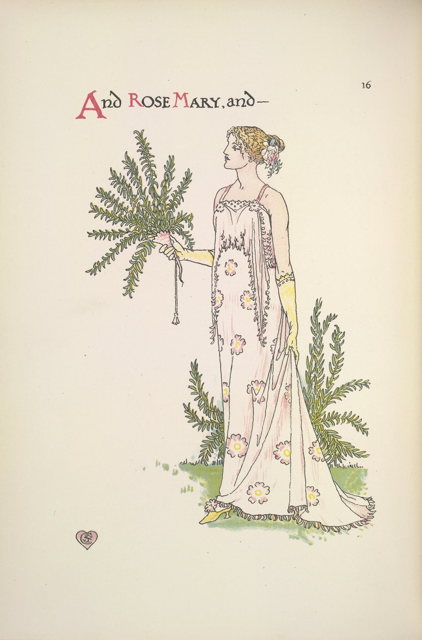 Rose Mary. En ung kvinne som holder en plante av Walter Crane