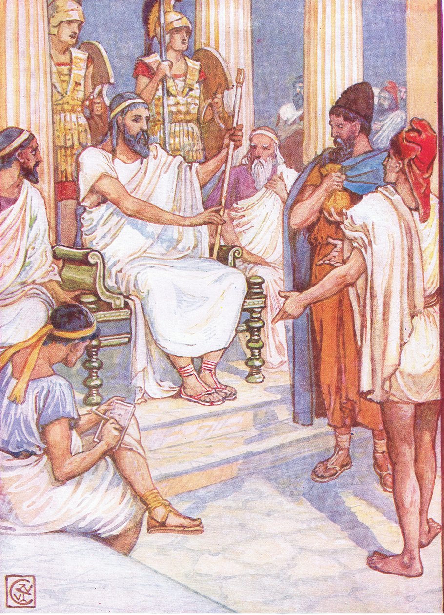 Solon, den kloke lovgiveren i Athen, illustrasjon fra The Story of Greece, 1930-tallet av Walter Crane