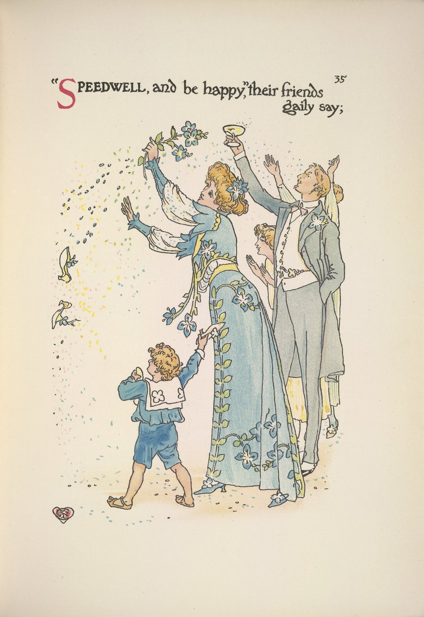Speedwell. Bryllupsgjestene kaster konfetti av Walter Crane