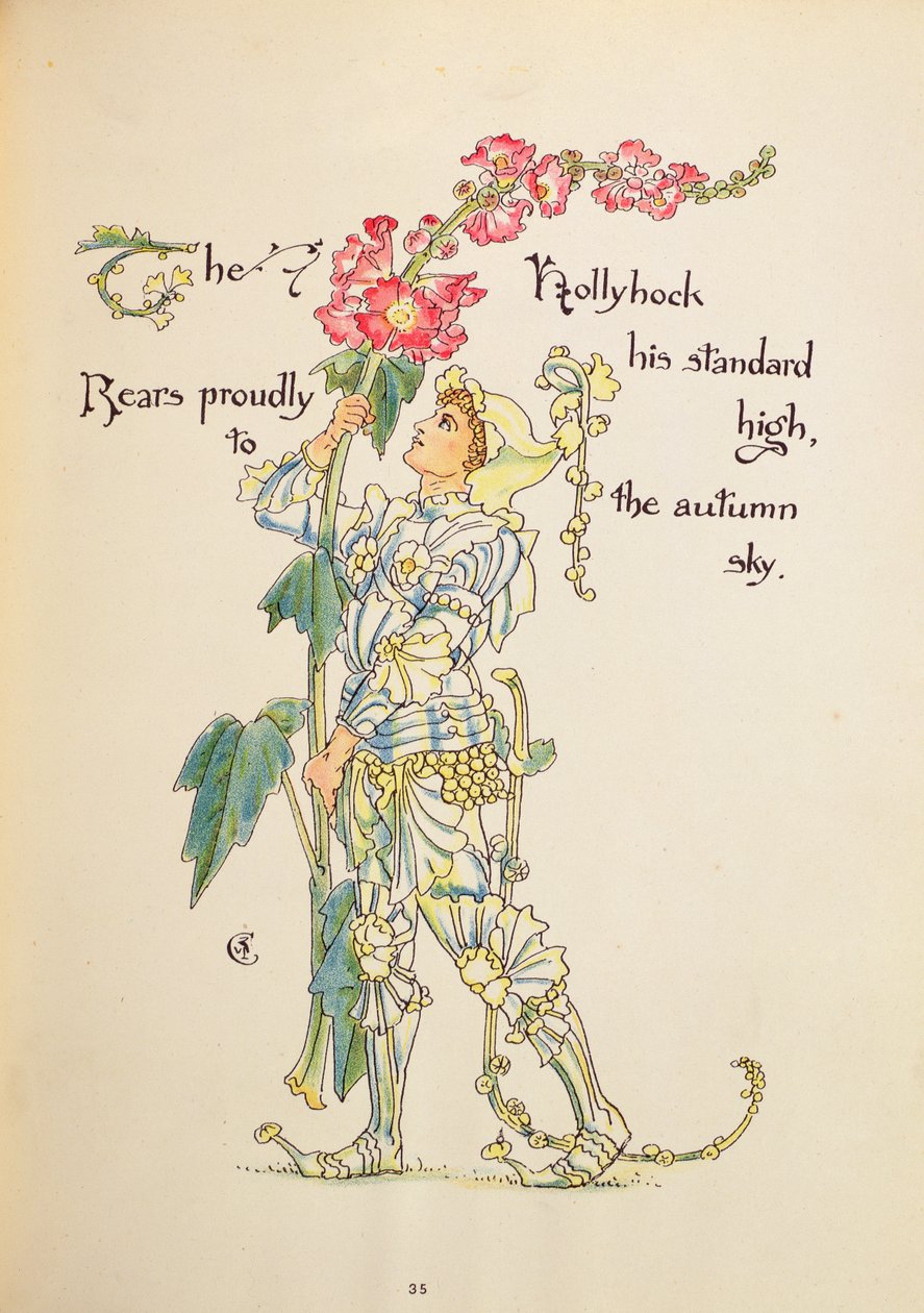 Stokrosen fra "Flora's Feast" av Walter Crane