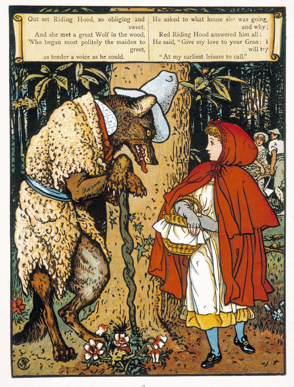 The Little Red Riding Hood (møte med ulven) - av John Lane, Walter Crane