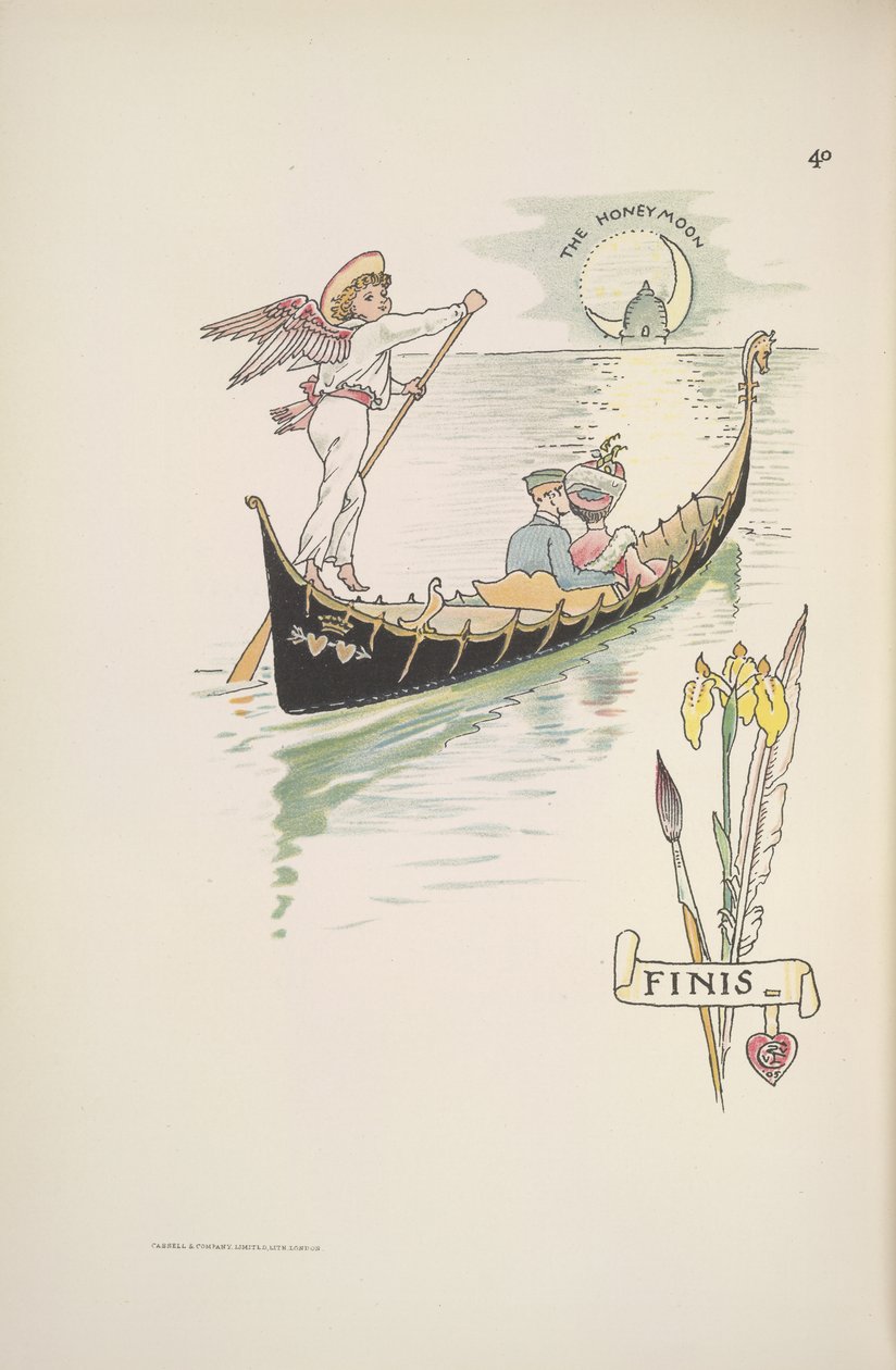 Bryllupsreisen. Paret i en gondol av Walter Crane