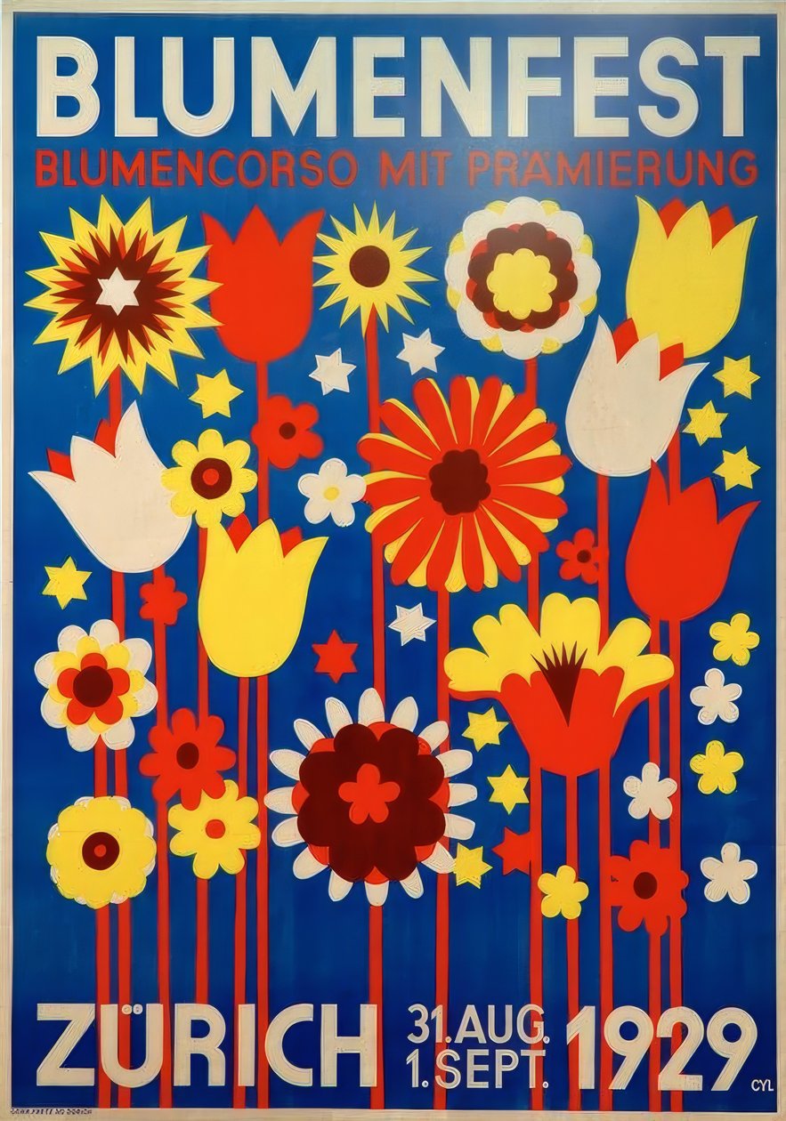 Blomsterfestival, blomsterparade med priser av Walter Cyliax
