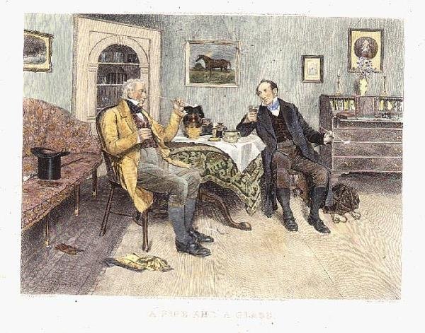 A Pipe and a Glass, utgitt 1896 (akvatint) av Walter Dendy (after) Sadler