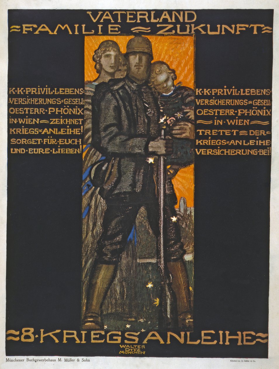 Fedreland, familie, fremtid? pub. 1918 (fargelitografi) av Walter Ditz