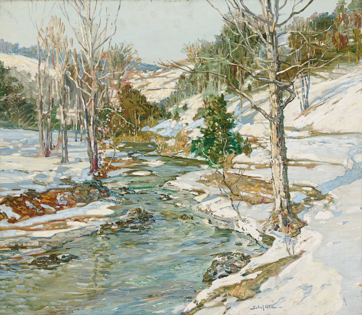 Nærmer seg våren (olje på lerret) av Walter Elmer Schofield