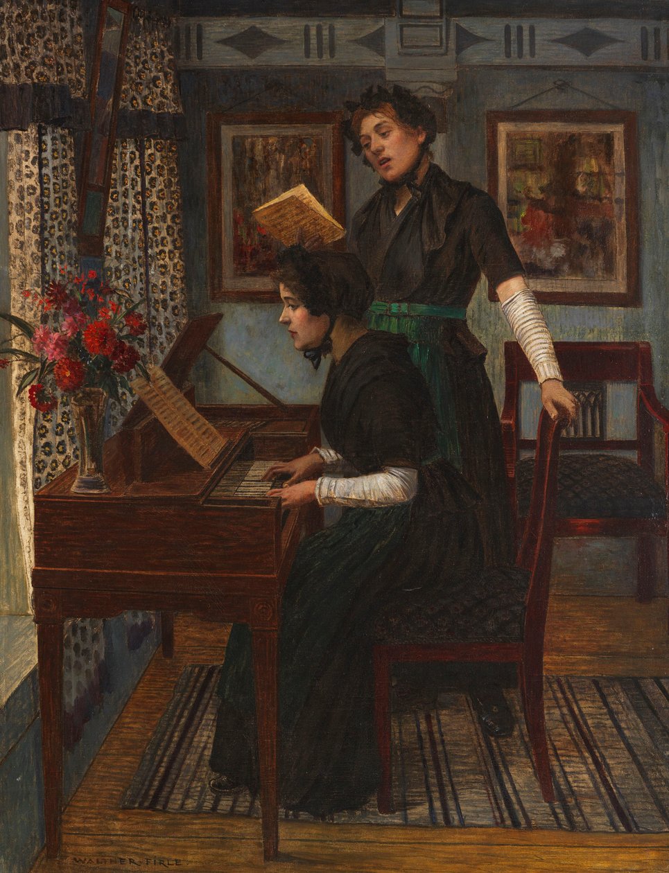 Musikktimen, ca. 1890. av Walter Firle