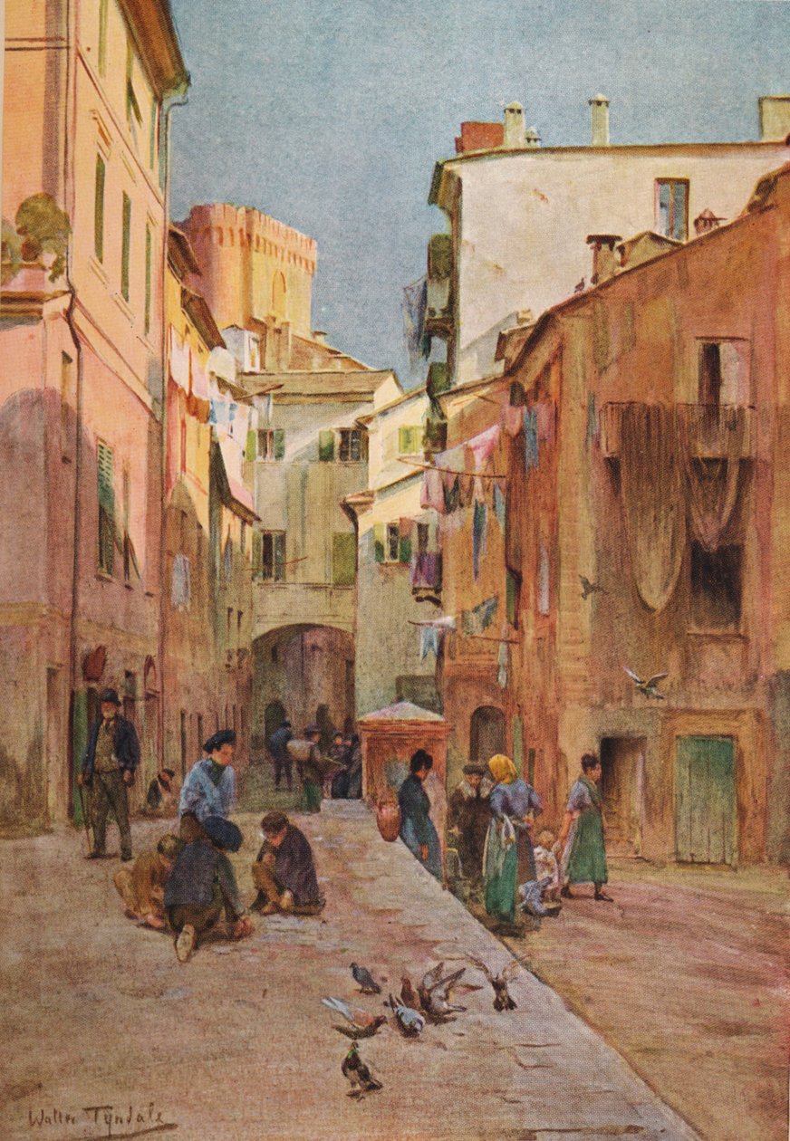 Piazza, Sestri Levante, c1910, 1912 av Walter Frederick Roofe Tyndale