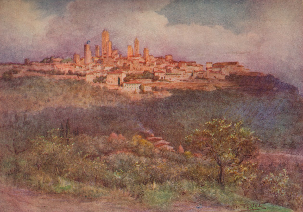San Gimignano av Val DElsa, ca 1900 1913 av Walter Frederick Roofe Tyndale